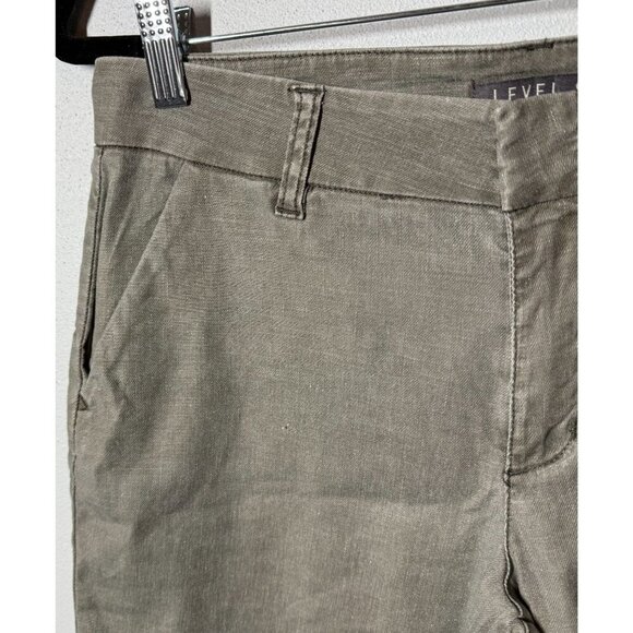 Anthropologie Level 99 Womens Green Linen Blend Shorts Sz 27 Chino Stretch - Picture 5 of 11